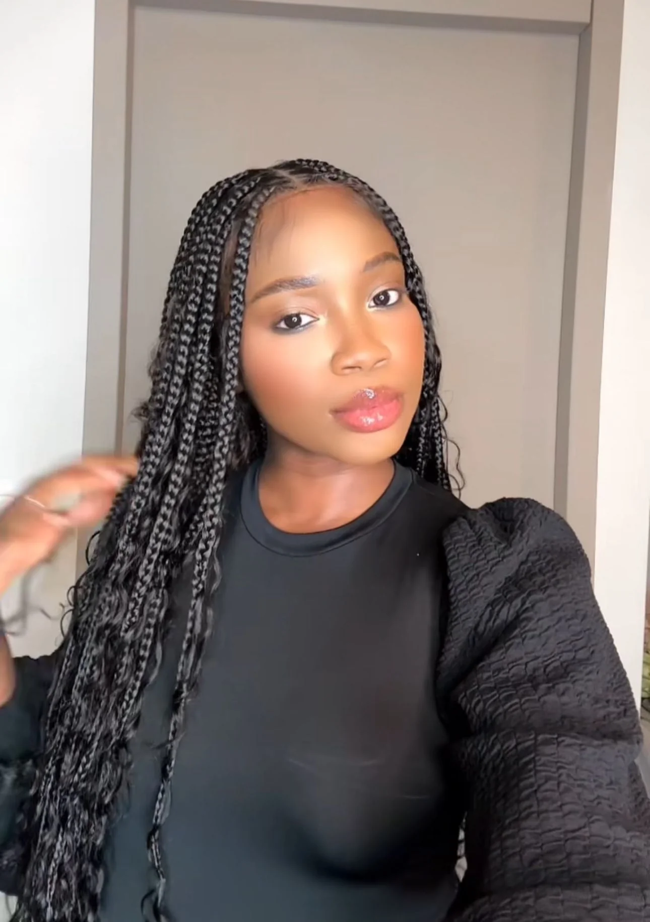 Square Base Human Hair Boho Curls Full Lace Tangleless Knotless Boho Box Braided Wig 36