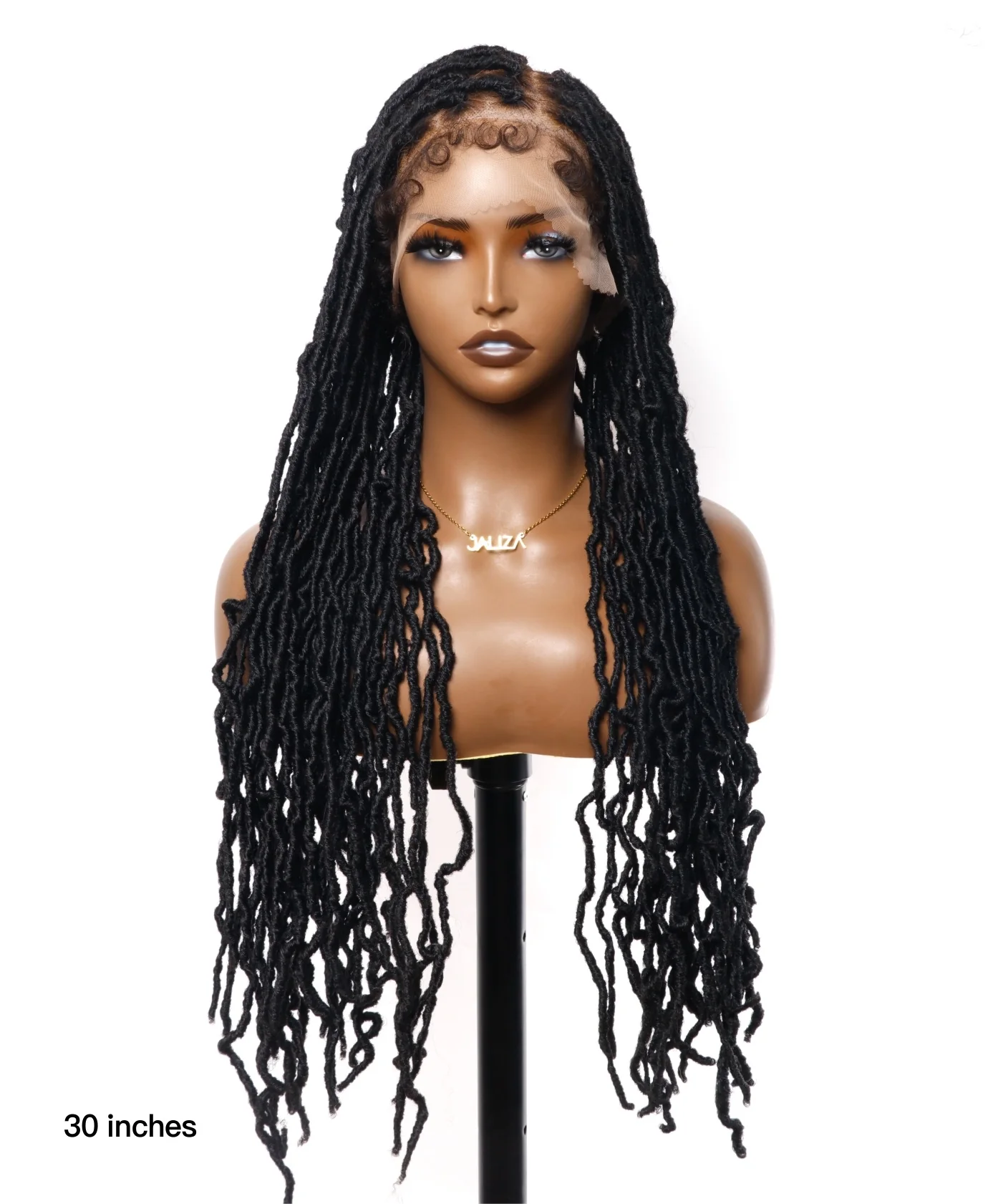 Pre Bleached Human Hair Lace Locs Braided Wig 30“ 65 Strands - Human Baby Hair - Airhomei