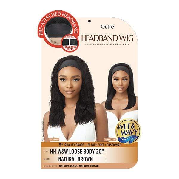 Outre 100% Human Hair WET & WAVY Headband Wig - LOOSE BODY 20