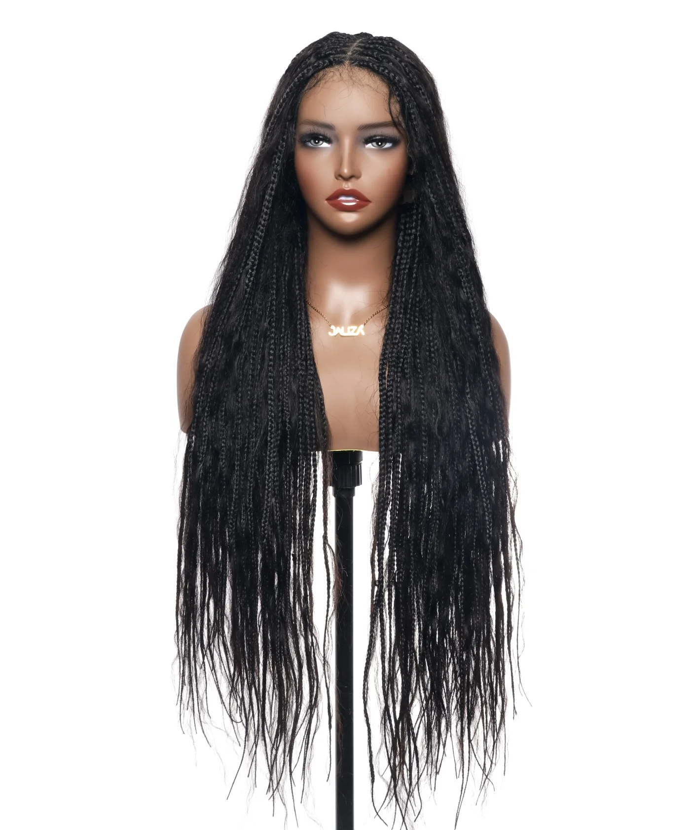 Wet & Wavy Human Hair Boho Curls HD Lace Tangleless Super High Density Knotless Boho Box Braided Wig 36