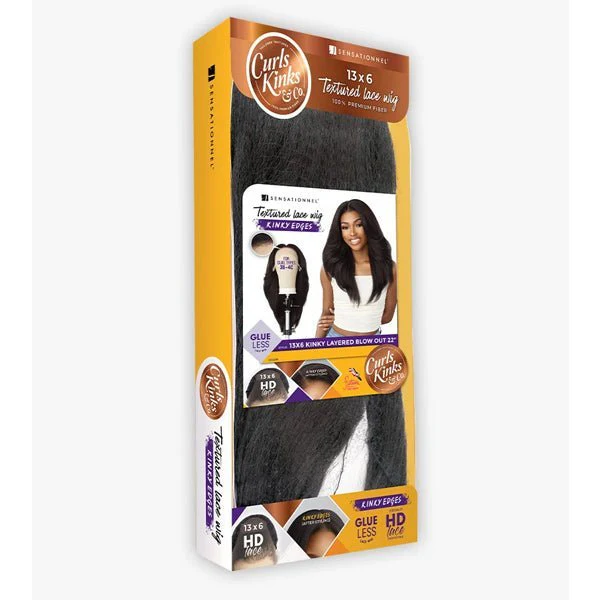 Sensationnel Kinky Edges Kinks & Co 13x6 HD Lace Front Wig - 13x6 KINKY LAYERED BLOW OUT 22 - Airhomei