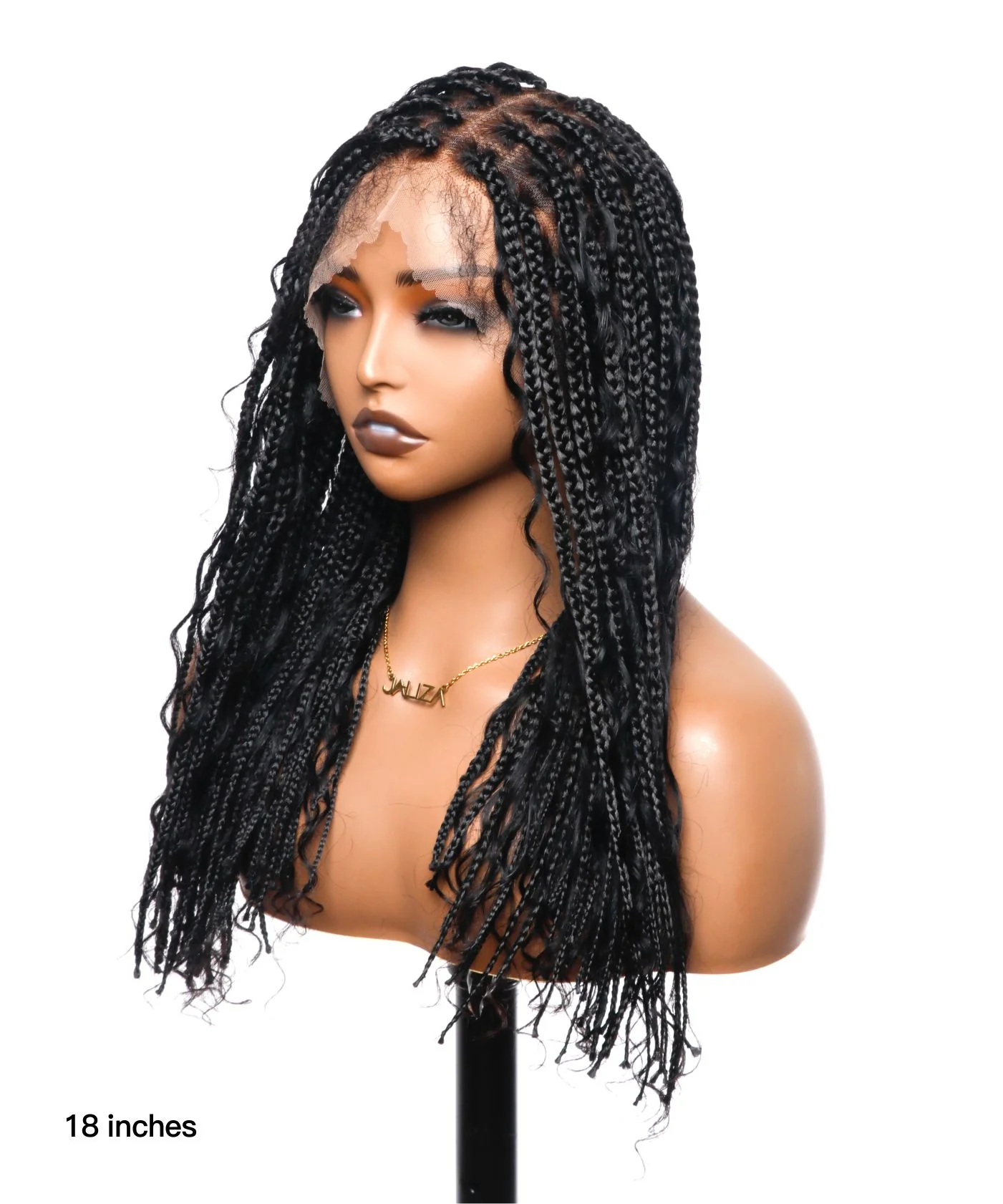 Pre Bleached Human Hair Lace Tangleless HD Lace Knotless Boho Box Braided Wig 88 Strands - Human Hair Roots & Boho Curls & Baby Hair - Airhomei