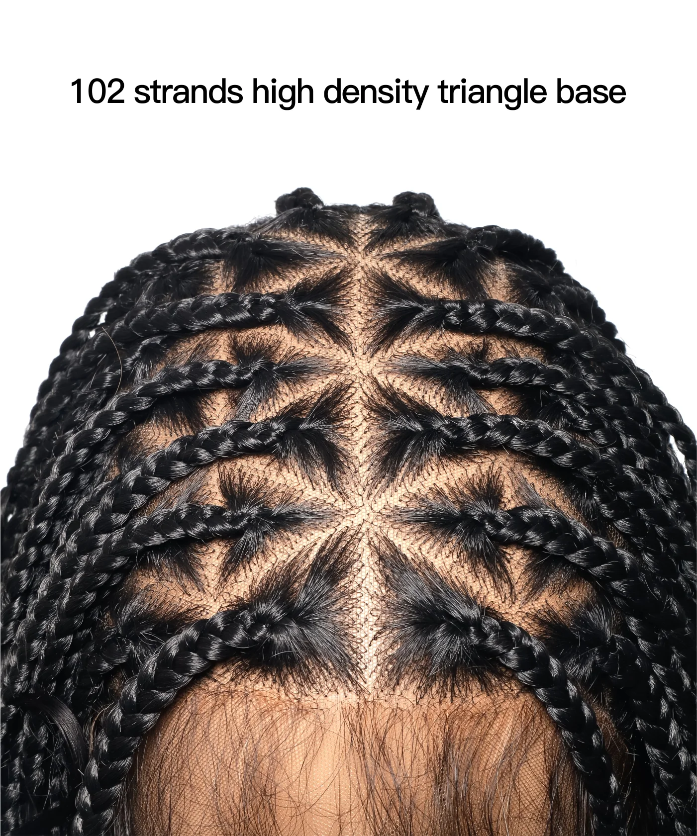 Triangle Base Full Lace Tangleless Human Hair Boho Curls Knotless Boho Box Braided Wig 36
