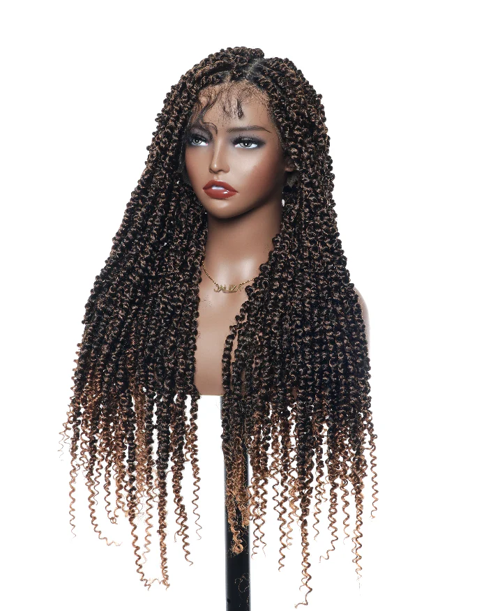 Pre Bleached Human Hair Full Lace Passion Twist Braided Wig 80 Strands 28“ (Scheduled to ship in 1-2 weeks) - Airhomei