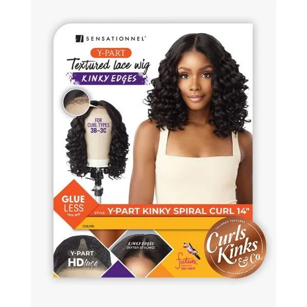 Sensationnel Kinky Edges Kinks & Co Y-Part Lace Wig - KINKY SPIRAL CURL 14 - Airhomei