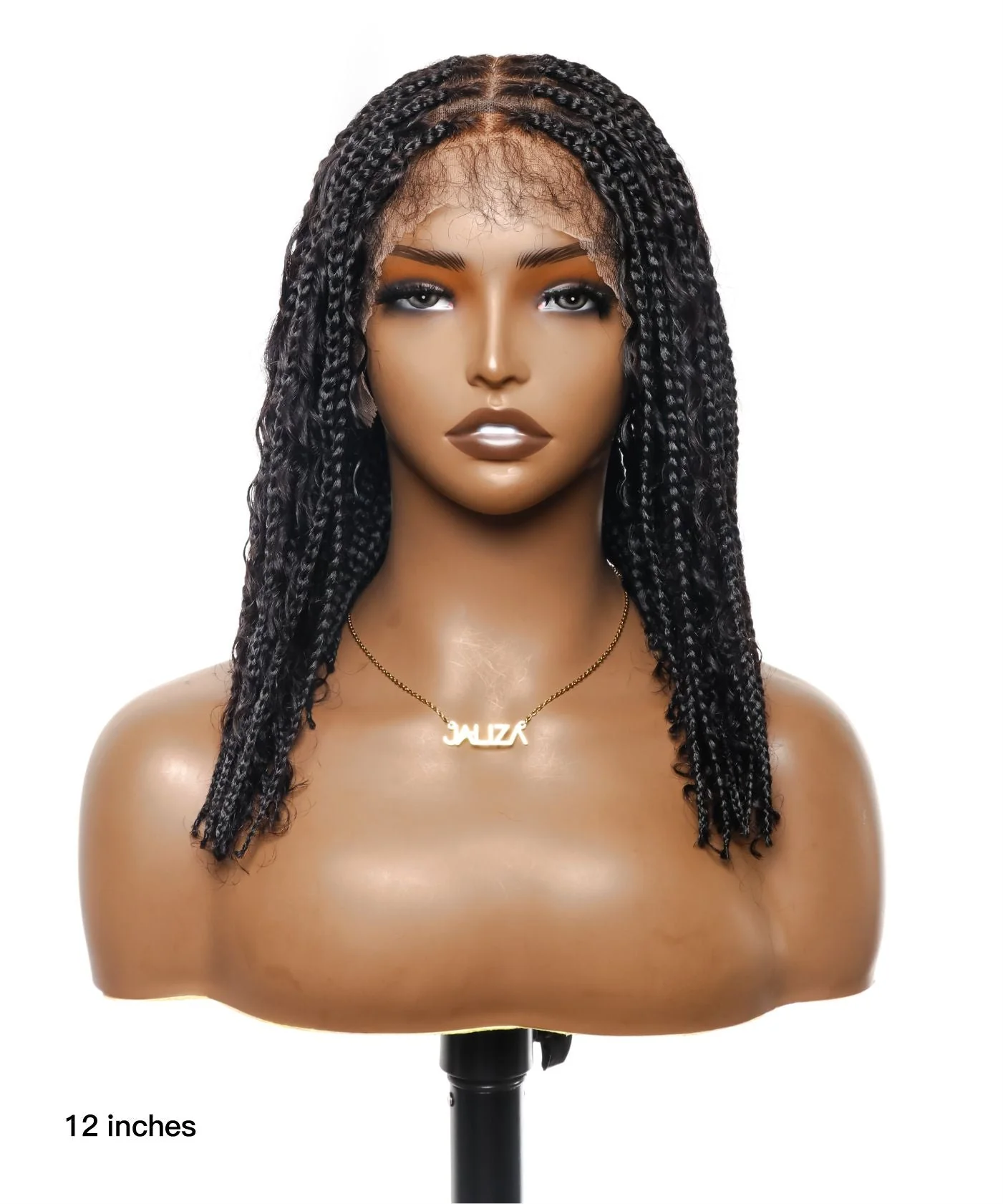 Pre Bleached Human Hair Lace Tangleless HD Lace Knotless Boho Box Braided Wig 88 Strands - Human Hair Roots & Boho Curls & Baby Hair - Airhomei