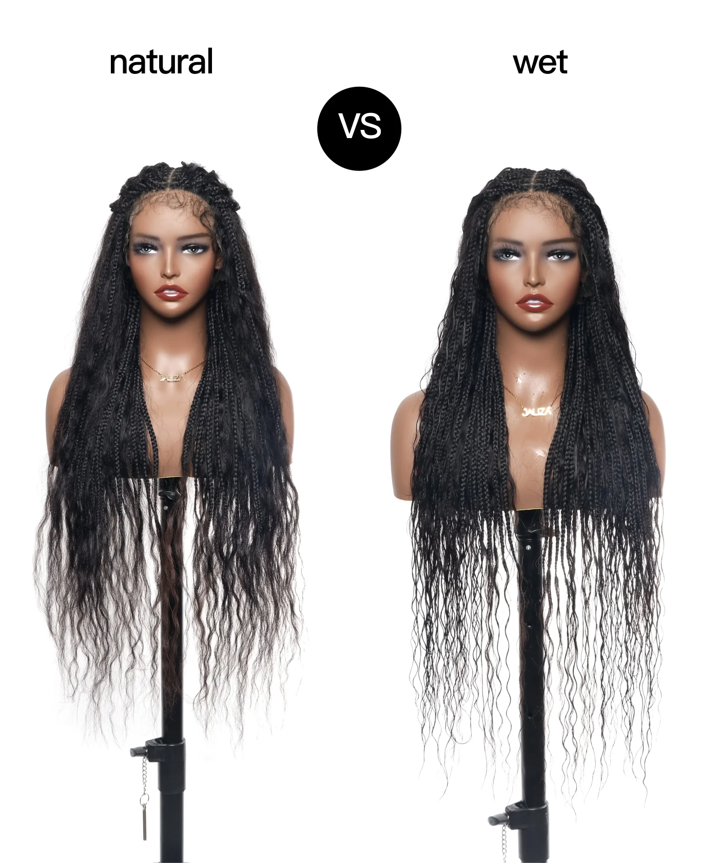 Wet & Wavy Human Hair Boho Curls HD Lace Tangleless Super High Density Knotless Boho Box Braided Wig 36