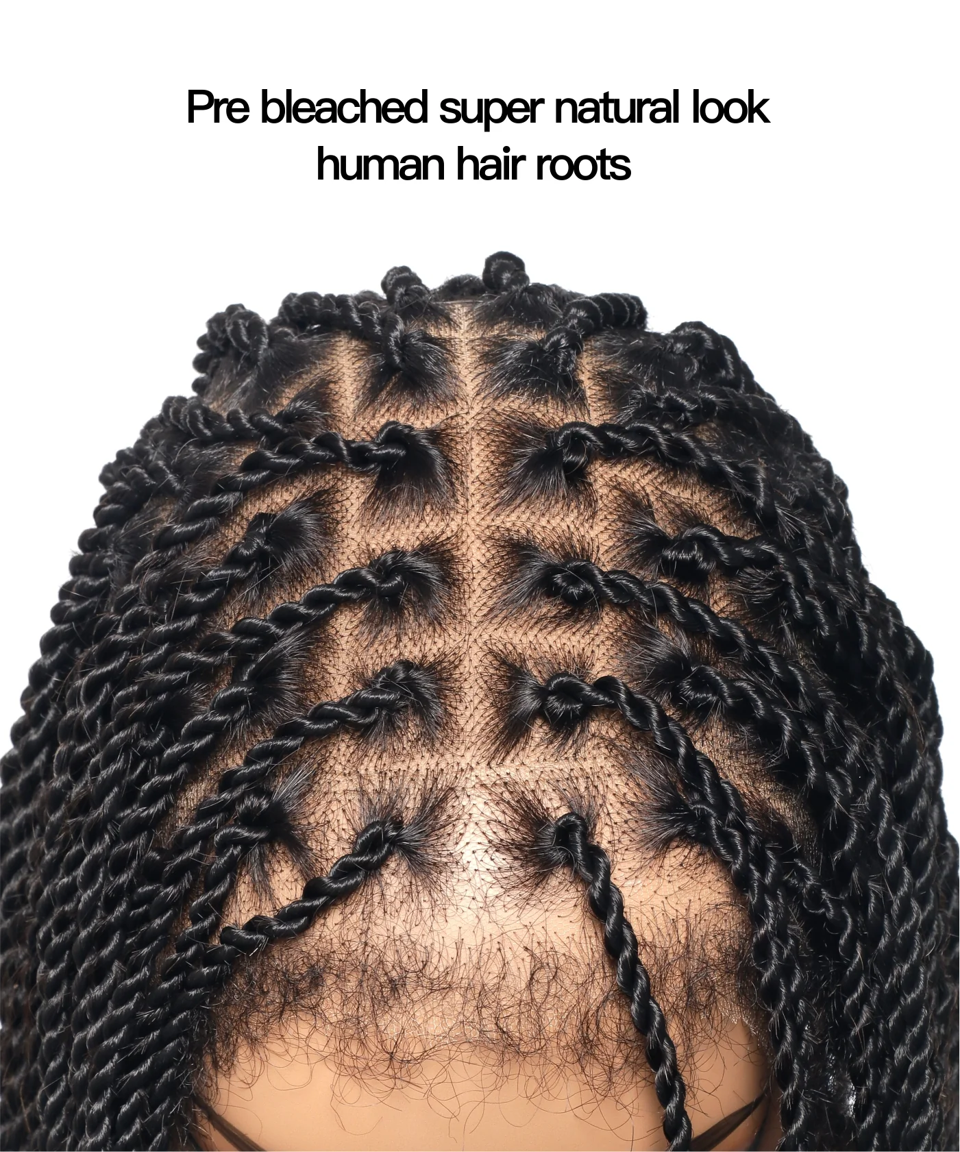 Pre Bleached Human Hair Senegalese Twist Style 36“ HD Lace High Density 100 Strands Braided Wig - Airhomei