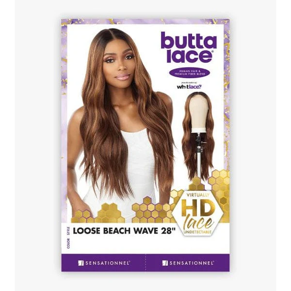 Sensationnel Butta Human Hair Blend Lace Front Wig - LOOSE BEACH WAVE 28