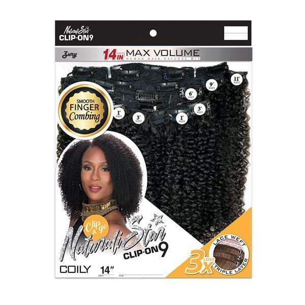 Zury Sis Naturali Star Human Hair Blend Clip On 9 Weave - NAT HB CLIP ON COILY 14