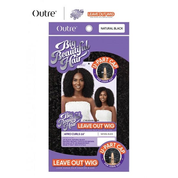 Outre Big Beautiful HH Blend Leave Out U Part Wig - AFRO CURLS 16